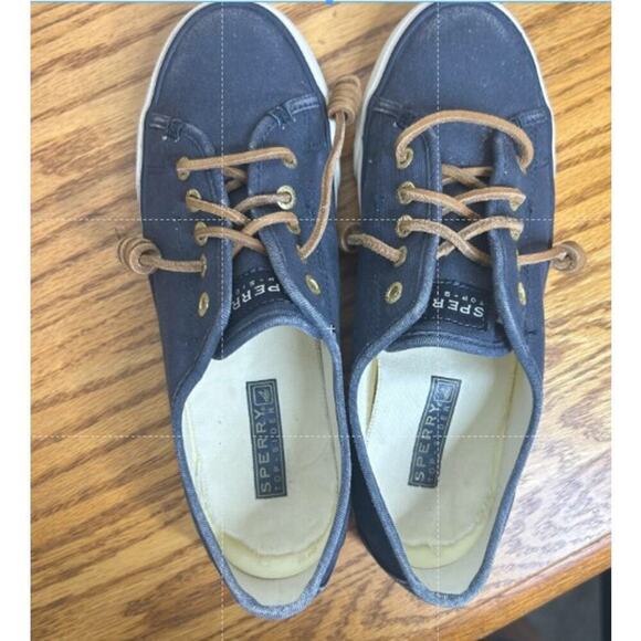Sperry Top-Sider Sneaker Size 6.5 Navy Boat Leather Lace - Picture 3 of 8